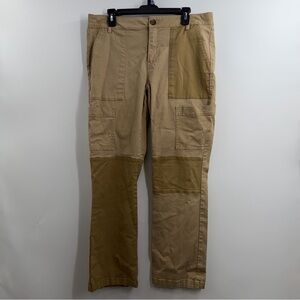 CAbi Captain Pants 4510 Womens 12 Khaki Cargo Patchwork Straight Utility